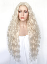 Platinum Blonde Curly Lace Front Synthetic Wig LF3310