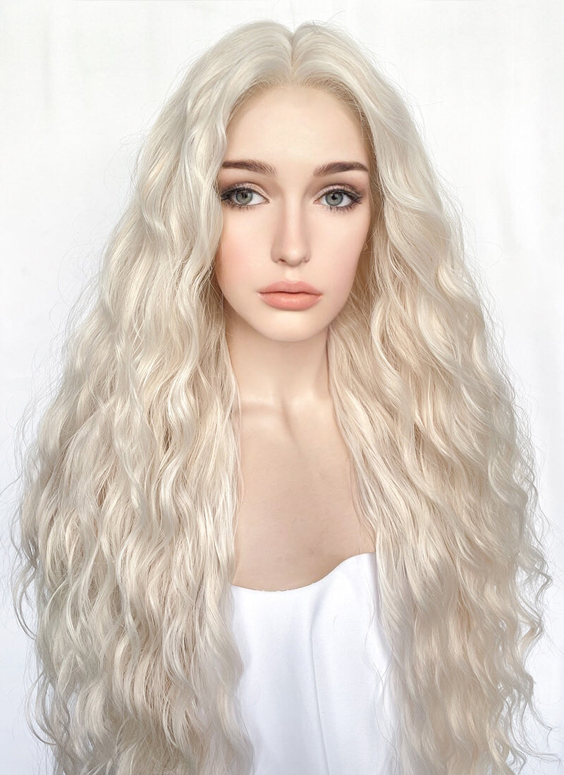 Platinum Blonde Curly Lace Front Synthetic Wig LF3310