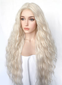 Platinum Blonde Curly Lace Front Synthetic Wig LF3310