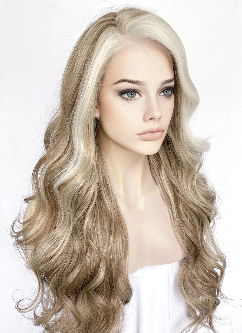 Mixed Blonde Wavy Lace Front Synthetic Hair Wig LF3315