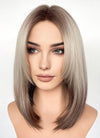 Blonde Brown Curtain Bangs Ombre Straight Lace Front Synthetic Hair Wig LF3319
