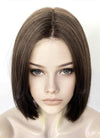 Brunette Curtain Bangs Straight Lace Front Synthetic Bob Hair Wig LF3322