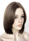 Brunette Curtain Bangs Straight Lace Front Synthetic Bob Hair Wig LF3322