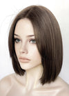 Brunette Curtain Bangs Straight Lace Front Synthetic Bob Hair Wig LF3322