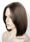 Brunette Curtain Bangs Straight Lace Front Synthetic Bob Hair Wig LF3322