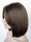 Brunette Curtain Bangs Straight Lace Front Synthetic Bob Hair Wig LF3322