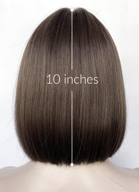 Brunette Curtain Bangs Straight Lace Front Synthetic Bob Hair Wig LF3322