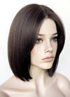 Brunette Curtain Bangs Straight Lace Front Synthetic Bob Hair Wig LF3323
