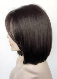 Brunette Curtain Bangs Straight Lace Front Synthetic Bob Hair Wig LF3323
