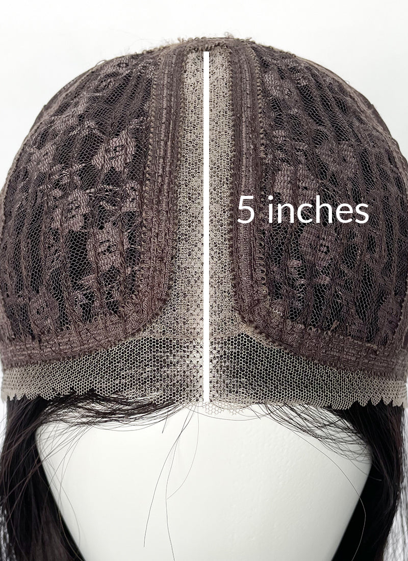 Brunette Curtain Bangs Straight Lace Front Synthetic Bob Hair Wig LF3323