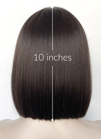 Brunette Curtain Bangs Straight Lace Front Synthetic Bob Hair Wig LF3323