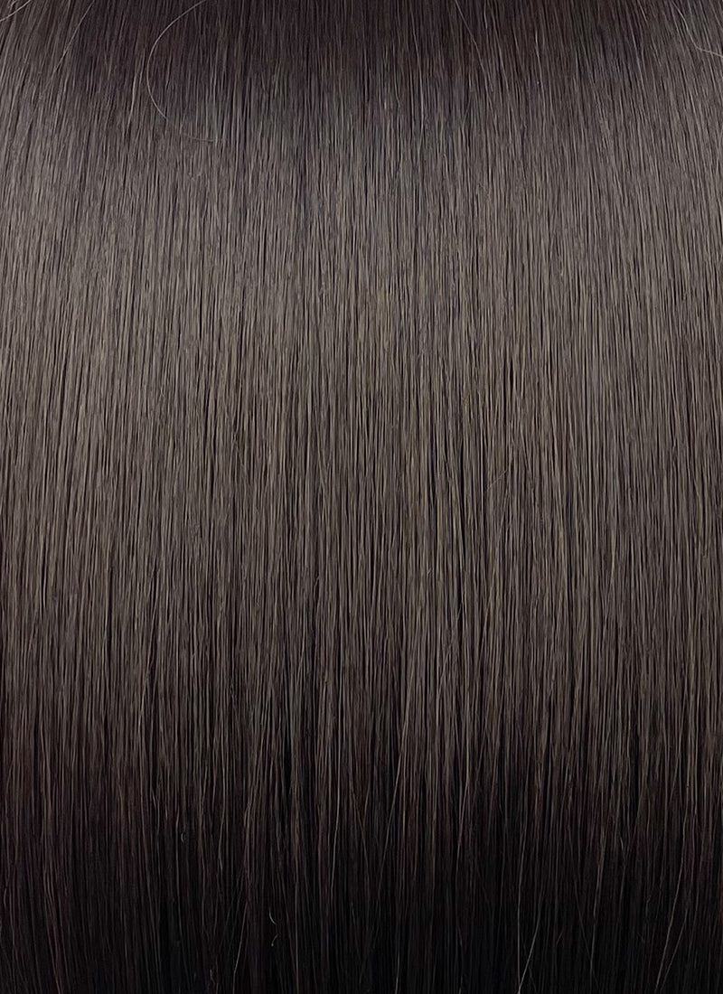 Brunette Curtain Bangs Straight Lace Front Synthetic Bob Hair Wig LF3323