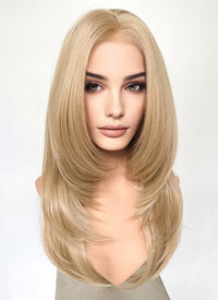 Blonde Curtain Bangs Straight Lace Front Synthetic Hair Wig LF3332