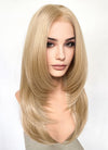 Blonde Curtain Bangs Straight  Layered Hush Cut Lace Front Synthetic Hair Wig LF3332