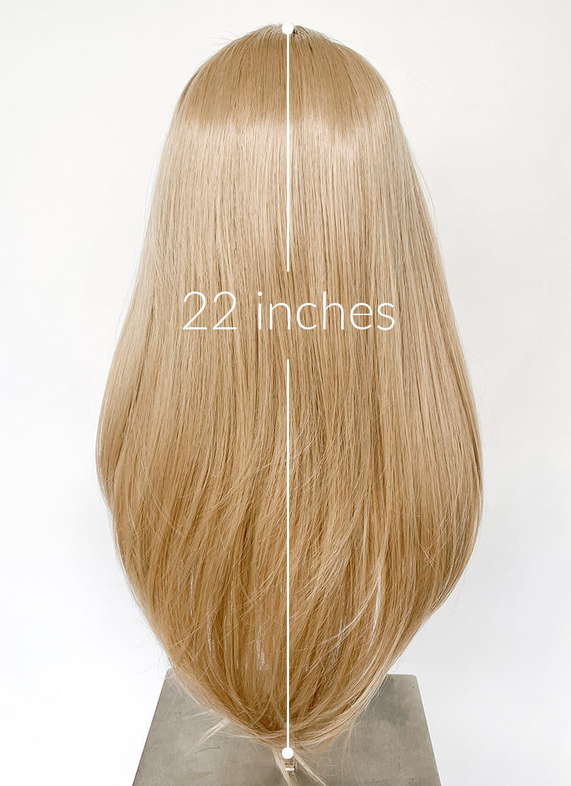 Blonde Curtain Bangs Straight  Layered Hush Cut Lace Front Synthetic Hair Wig LF3332