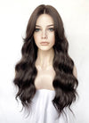Brunette Curtain Bangs Wavy Lace Front Synthetic Hair Wig LF3338
