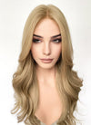 Blonde Curtain Bangs Wavy Lace Front Synthetic Hair Wig LF3339