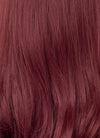 Dark Burgundy Red Curtain Bangs Wavy Lace Front Synthetic Hair Wig LF3340