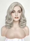 Pastel Blondish Grey Wavy Lace Front Synthetic Wig LF369