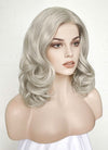 Pastel Blondish Grey Wavy Bob Lace Front Synthetic Wig LF369