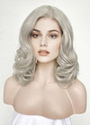 Pastel Blondish Grey Wavy Bob Lace Front Synthetic Wig LF369