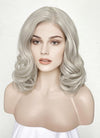 Pastel Blondish Grey Wavy Bob Lace Front Synthetic Wig LF369