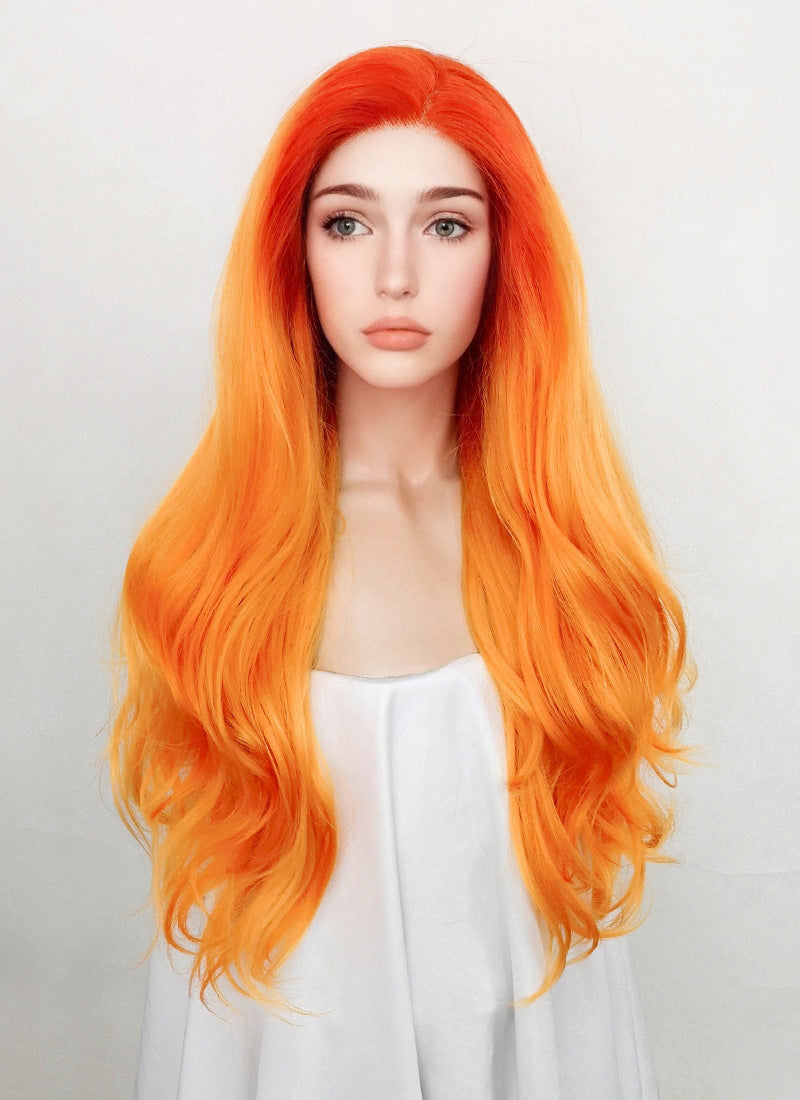 Wavy Mixed Orange Lace Front Synthetic Wig LF383