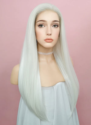 Straight White Lace Front Synthetic Wig LF387