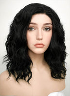 Black Wavy Bob Lace Front Synthetic Wig LF406