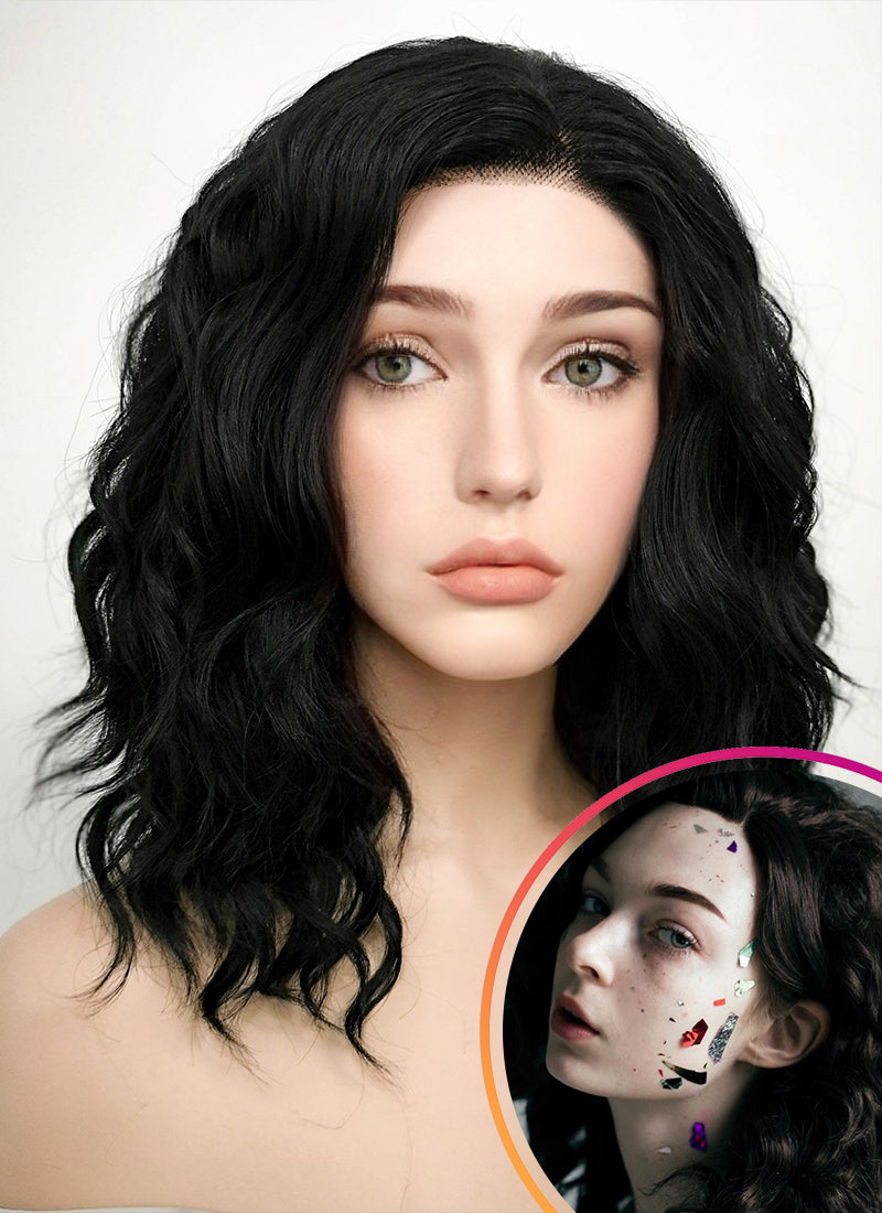 Black Wavy Lace Front Synthetic Wig LF406