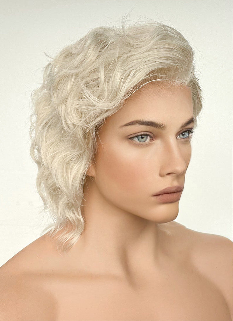 Light Ash Blonde Wavy Lace Front Synthetic Men's Wig LF407E