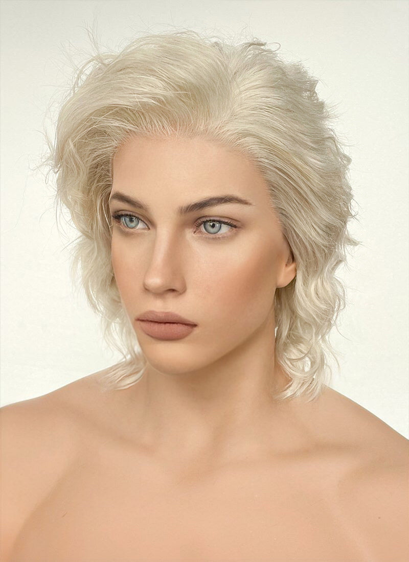 Light Ash Blonde Wavy Lace Front Synthetic Men's Wig LF407E