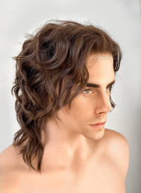 Brunette Wavy Lace Front Synthetic Men's Wig LF407G