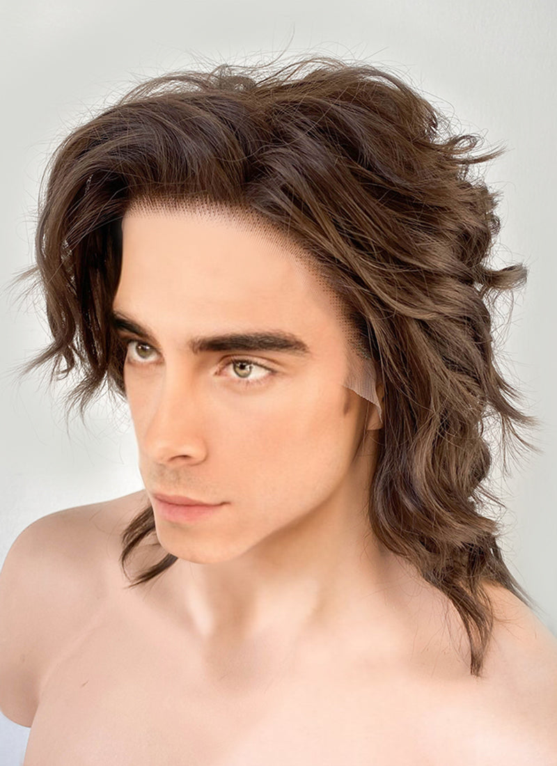 Brunette Wavy Lace Front Synthetic Men's Wig LF407G