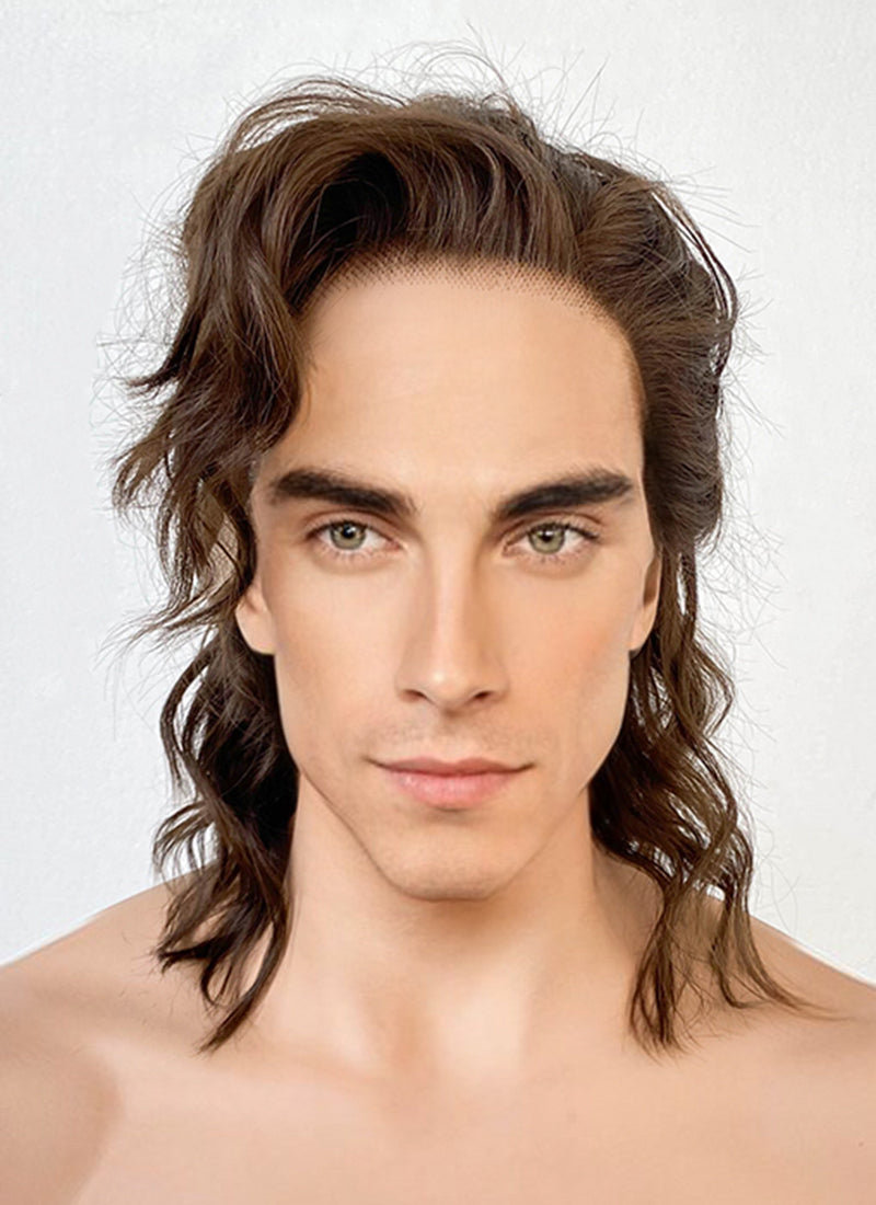 Brunette Wavy Lace Front Synthetic Men's Wig LF407G