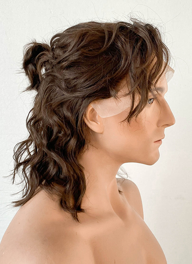 Brunette Wavy Lace Front Synthetic Men's Wig LF407G