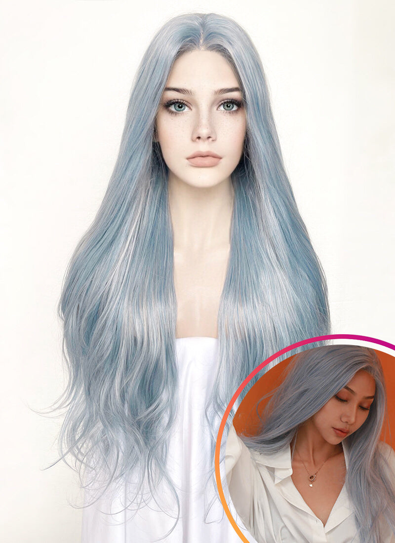 Pastel Blue Braided Lace Front Synthetic Wig LF2093