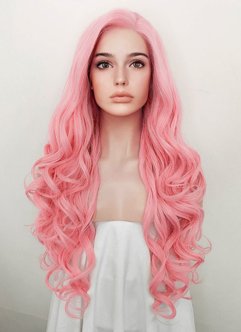 Pink Wavy Lace Front Synthetic Wig LF5092