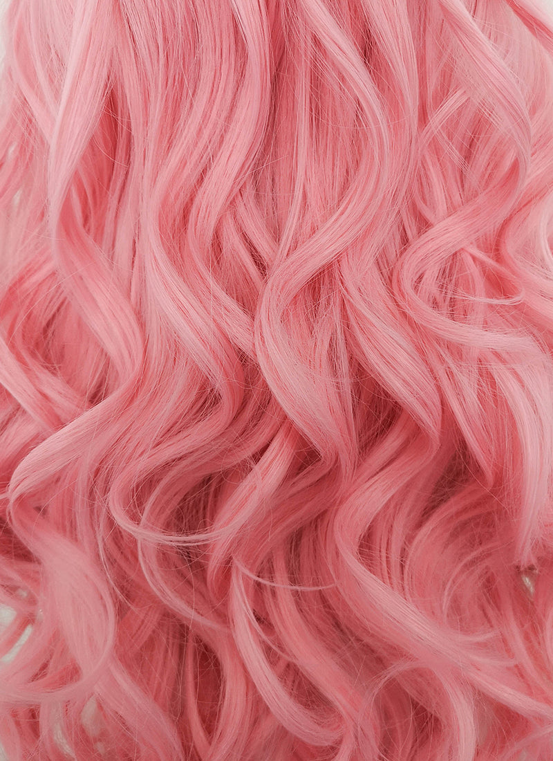 Pink Wavy Lace Front Synthetic Wig LF5092
