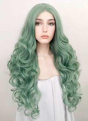 Green Wavy Lace Front Synthetic Wig LF5117