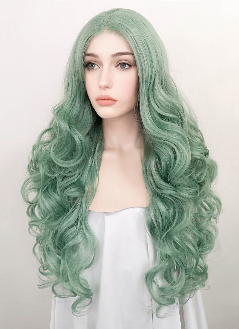 Critical Role Fearne Calloway Pastel Green Wavy Lace Front Synthetic Wig LF5117