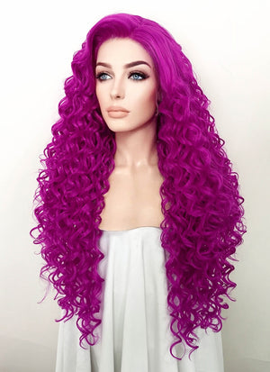 Purple Curly Lace Front Synthetic Wig LF5128