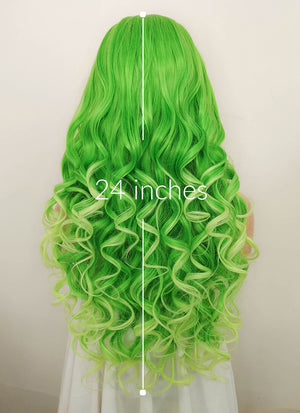 Two Tone Green Wavy Lace Front Synthetic Wig LF5133