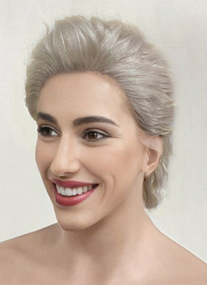 The Sandman Desire Pastel Blondish Grey Straight Pixie Lace Front Synthetic Men's Wig LF5143A