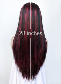 Black Mixed Red Straight Lace Front Synthetic Wig LF5147