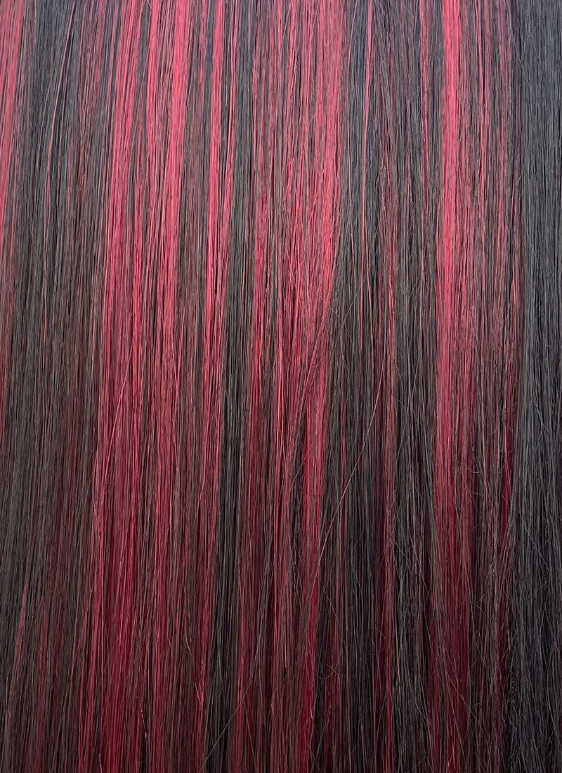 Black Mixed Red Straight Lace Front Synthetic Wig LF5147