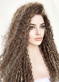 Brown Mixed Blonde Curly Lace Front Synthetic Wig LF5154
