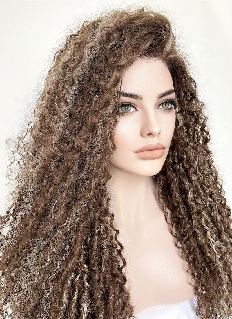 Brown Mixed Blonde Curly Lace Front Synthetic Wig LF5154