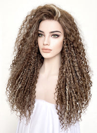 Brown Mixed Blonde Curly Lace Front Synthetic Wig LF5154