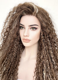 Brown Mixed Blonde Curly Lace Front Synthetic Wig LF5154